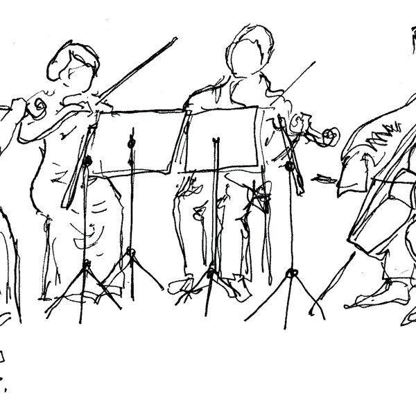 Ligeti Zsuzsa: Vonósnégyes  - tollrajz 17x12