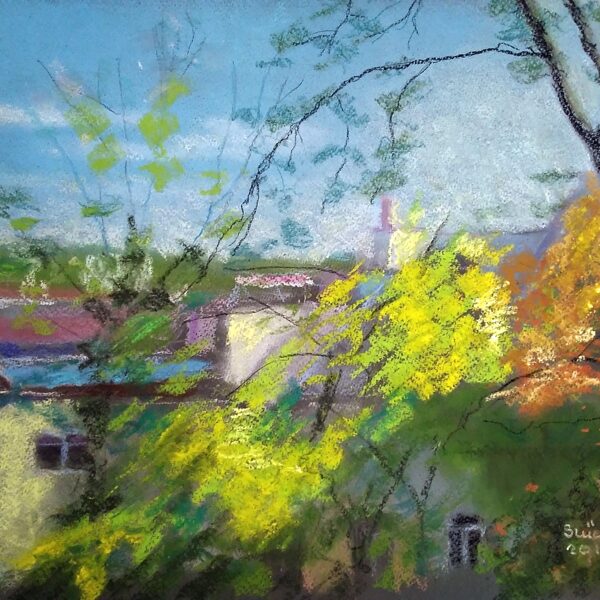 Szűcs_Gábor_Ösz az udvaron - porpasztell, 30x40