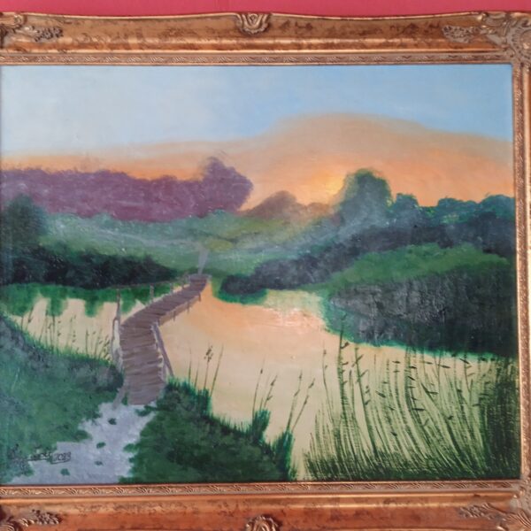 Skribek Zsolt: Napkelte a tónàl 40x50 olaj vàszon 65.000 Ft