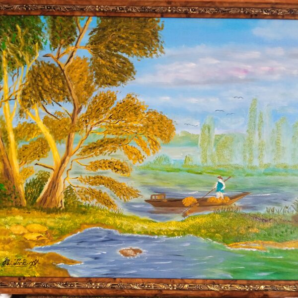 Skribek Zsolt: Halàsz a Dunàn 60x70 olaj vászon 100.000 Ft