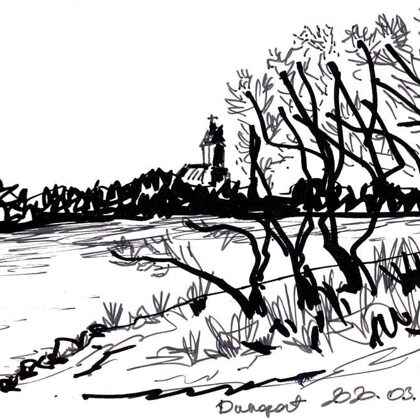 Ligeti Zsuzsa: Dunapart - tollrajz 12x15 cm