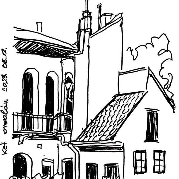 Ligeti Zsuzsa: A Két oroszlán hátsó udvara -  tollrajz