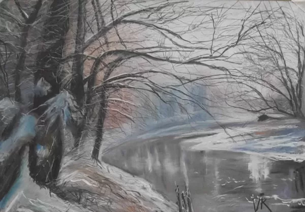 Viszlai TÉLI SZÉPSÉG, 35X40, KARTON, PASZTELL