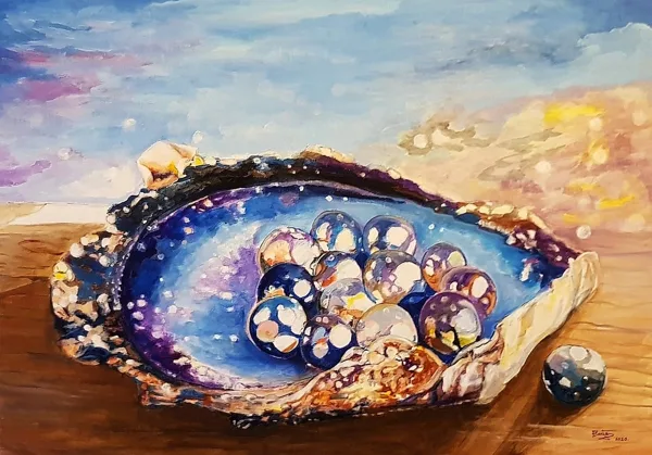 Dezső Ilona Anna kagylók 50x70 cm akril