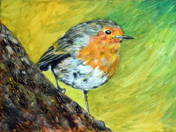 Szűcs Ildikó Vörösbegy akril 30x40