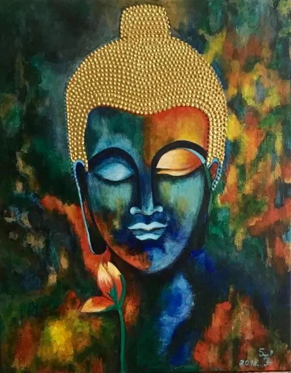 Sz Szabó Júlia Mosolygó Buddha akril 60x50